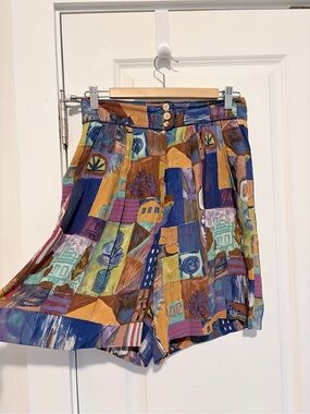 Vintage Abstract Print High-Waist Women's Bloomers Shorts